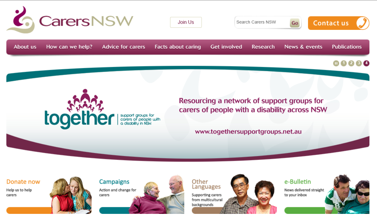 Carers NSW website home page